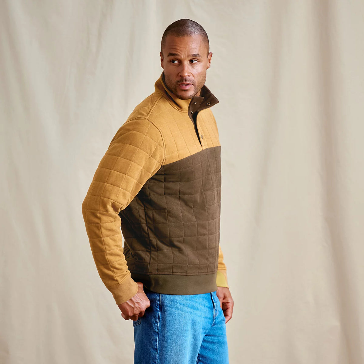 Men's Battenkill Colorblock Quilted 1/4-Snap Sweatshirt - Orvis Premium